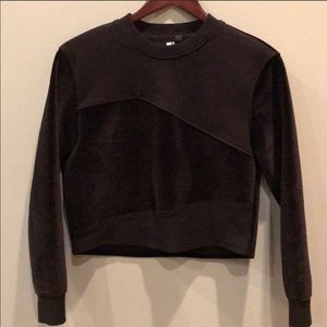 Top shop black velvet crew neck sweatshirt